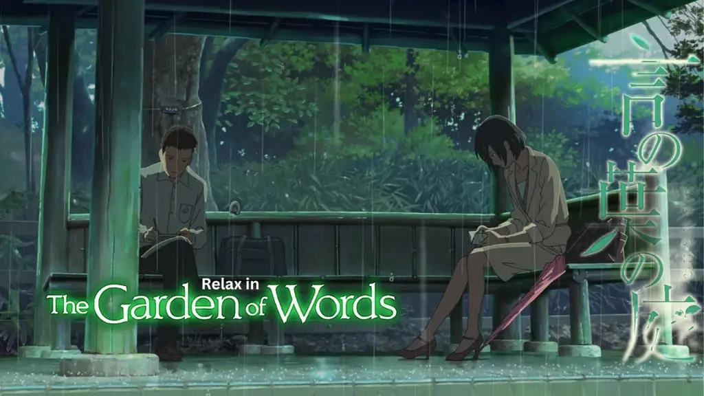 Suasana Hujan di The Garden of Words Adegan anime The Garden of Words yang menampilkan suasana hujan di taman