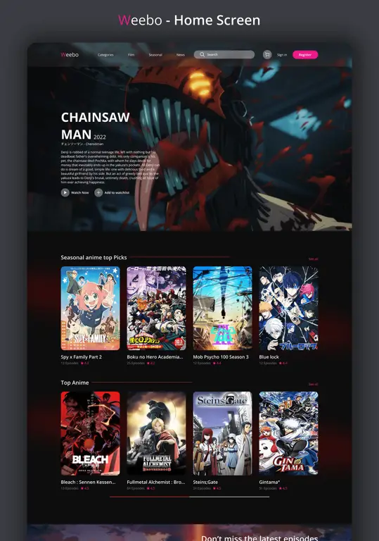 Antarmuka Situs Streaming Contoh antarmuka situs streaming anime