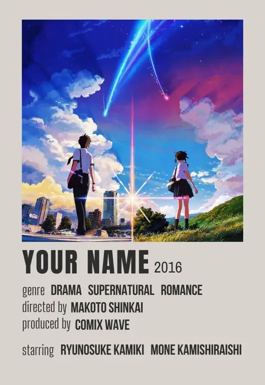 Poster film Your Name. karya Makoto Shinkai Poster film Your Name.