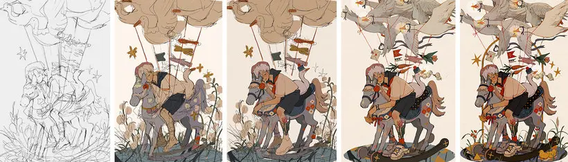 Proses pembuatan manga dalam anime Ilustrasi proses pembuatan manga