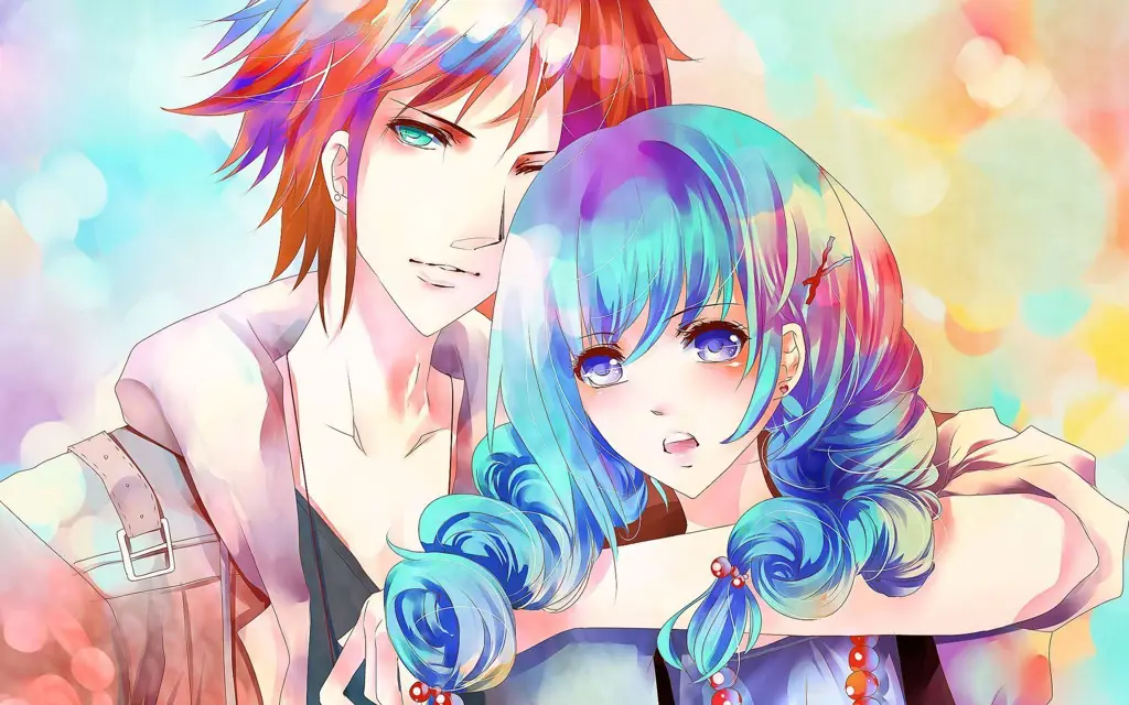 Pasangan Anime Menggemaskan Gambar pasangan anime yang menggemaskan, mewakili hubungan Azuma dan Koyanagi.