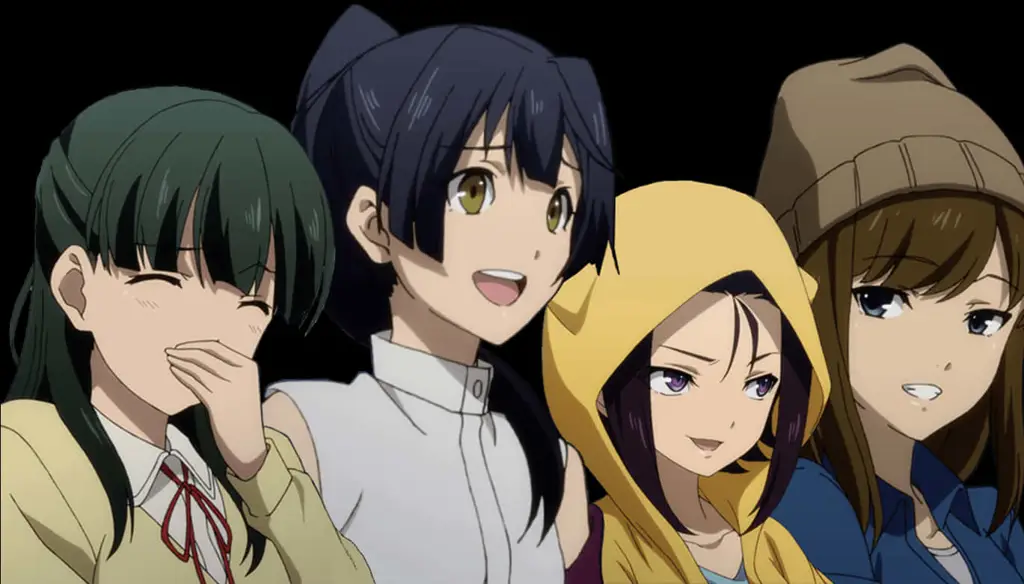 Menonton Anime Bersama Teman Gambar sekelompok teman yang menonton anime bersama