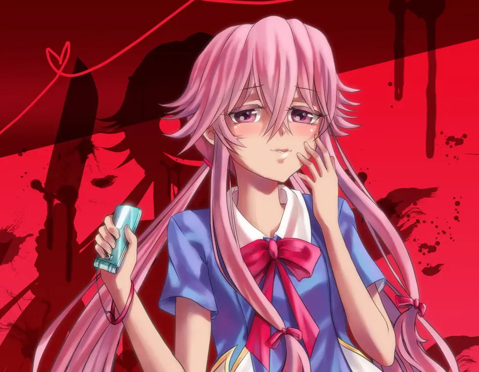 Yuno Gasai, karakter ikonik dalam Mirai Nikki Karakter Yuno Gasai di Mirai Nikki