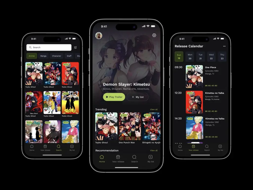 Contoh Antarmuka Platform Streaming Antarmuka platform streaming anime