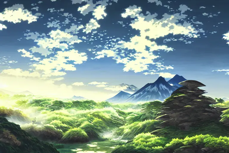 Pemandangan yang Menakjubkan di Mushoku Tensei Gambar pemandangan indah dari anime Mushoku Tensei