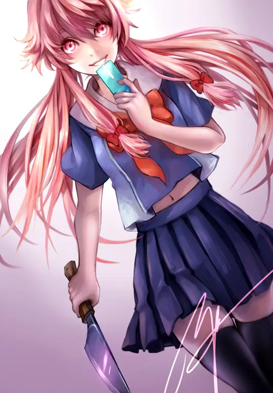 Yuno Gasai, karakter ikonik dari Mirai Nikki Gambar karakter Yuno Gasai dari Mirai Nikki