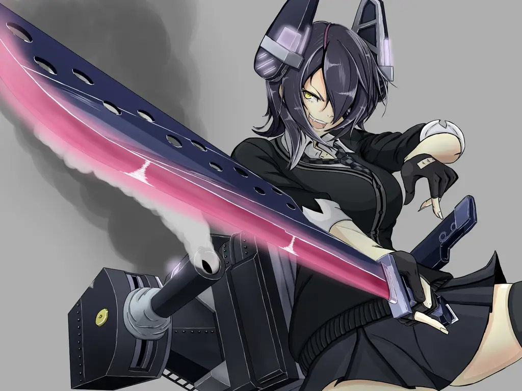 Karakter Utama Seorang gadis anime memegang pedang