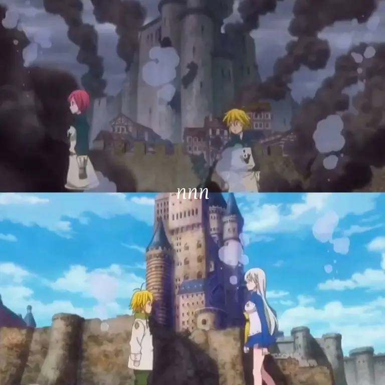 Adegan Romantis Meliodas dan Elizabeth Gambar Meliodas dan Elizabeth dari Nanatsu no Taizai