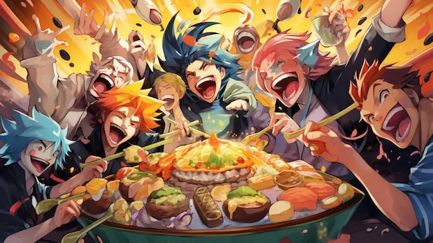 Komunitas Anime yang Aktif Gambar para penggemar anime sedang berkumpul dan menonton bersama