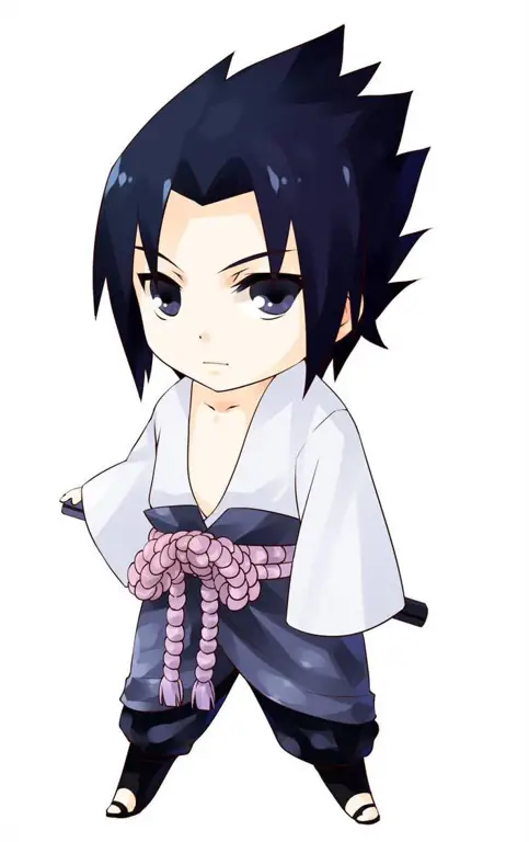 Naruto dan Sasuke Kecil Berlatih Gambar Naruto dan Sasuke kecil dalam bentuk chibi, sedang berlatih bersama.