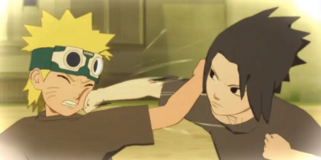 Persahabatan Naruto dan Sasuke Naruto dan Sasuke kecil sedang berlatih bersama