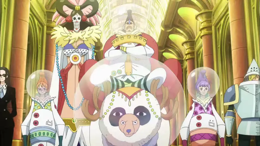 Adegan seru Luffy dan kru Topi Jerami Luffy dan kru Topi Jerami dalam film One Piece Film: Gold