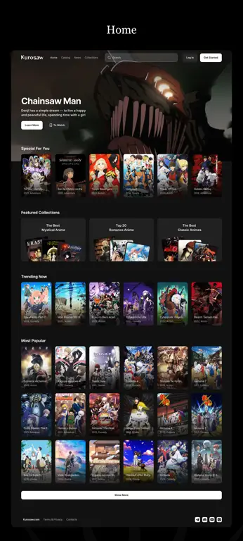 Contoh tampilan situs streaming anime yang terpercaya Antarmuka website streaming anime yang aman dan mudah digunakan
