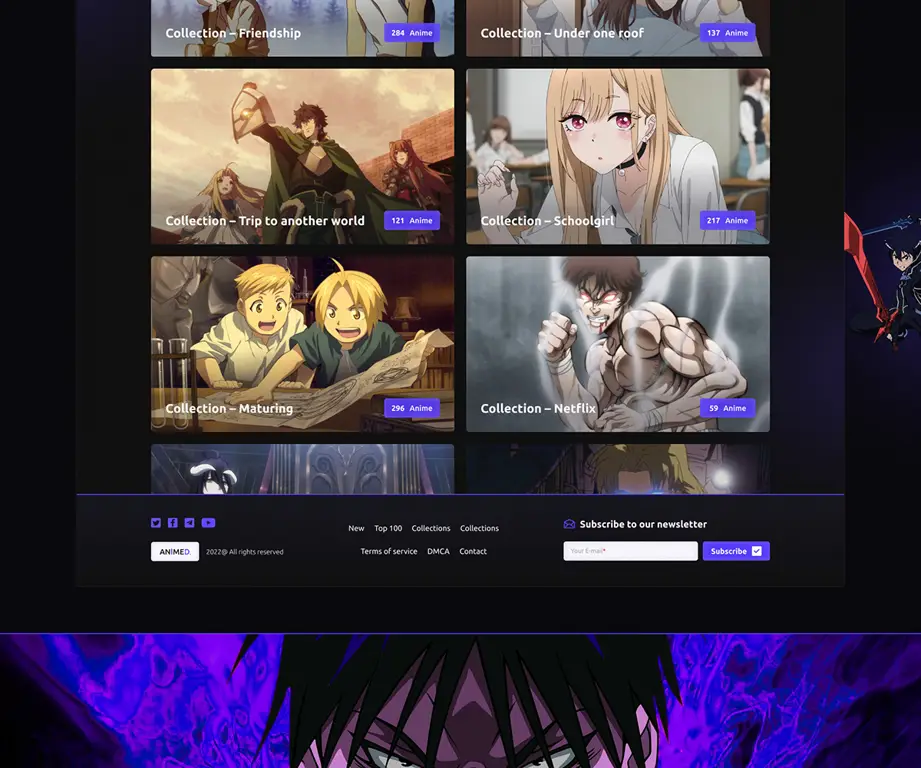 Contoh antarmuka aplikasi streaming Antarmuka aplikasi streaming anime