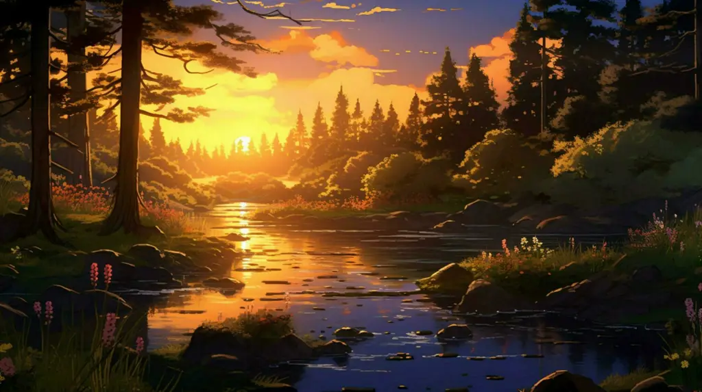 Pemandangan indah dalam anime Gambar pemandangan alam yang indah dalam anime