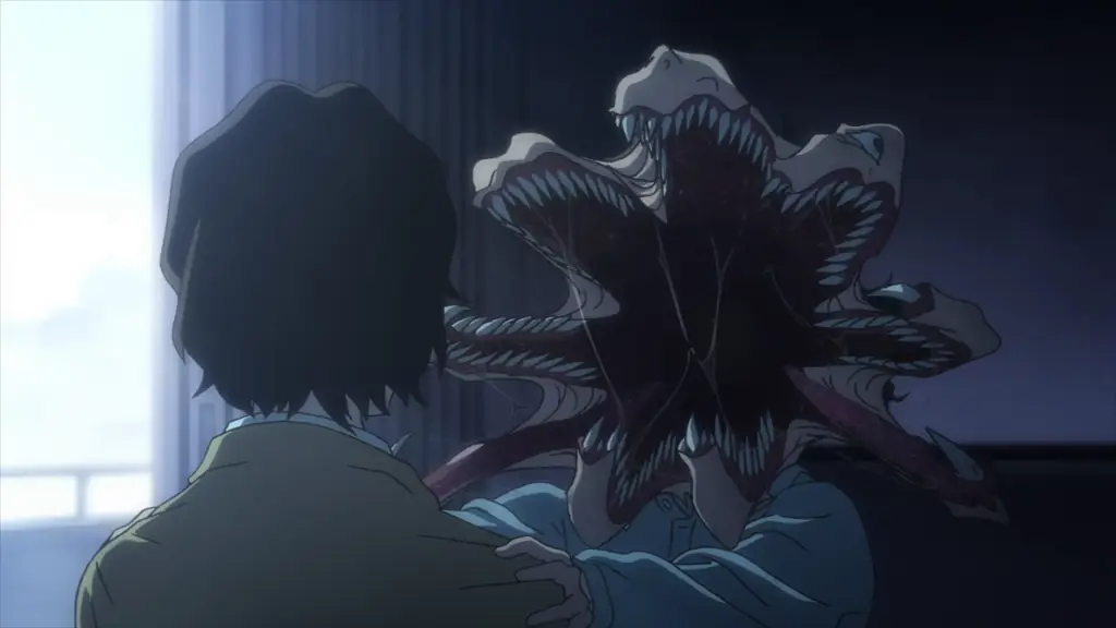 Parasyte: Aksi menegangkan antara Shinichi dan parasit Adegan menegangkan dari anime Parasyte
