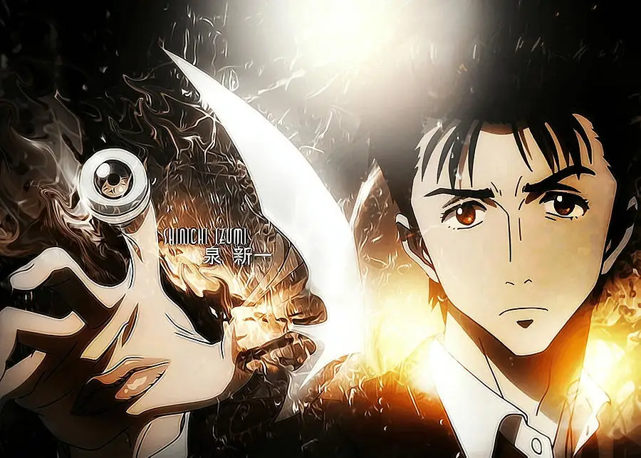 Kolaborasi unik antara manusia dan parasit Shinichi dan Migi, karakter utama dalam anime Parasyte