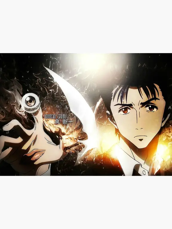 Shinichi dan Migi, karakter utama dalam anime Parasyte Gambar Shinichi dan Migi dalam anime Parasyte