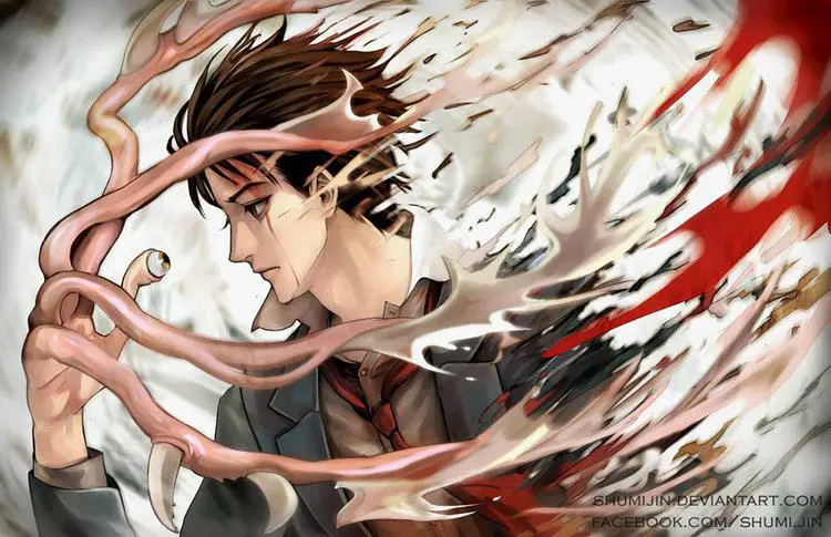 Panel menarik dari manga Parasyte Gambar panel manga Parasyte
