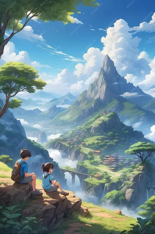 Menikmati Anime Romance dengan Pasangan Pasangan anime yang lucu sedang menonton matahari terbenam