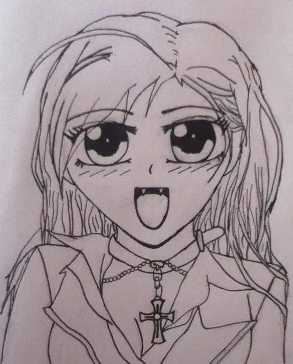 Gambar Moka Akashiya Ilustrasi Moka Akashiya dari Rosario + Vampire