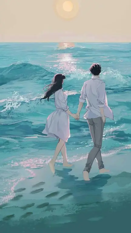 Seni pasangan anime romantis Ilustrasi pasangan romantis anime