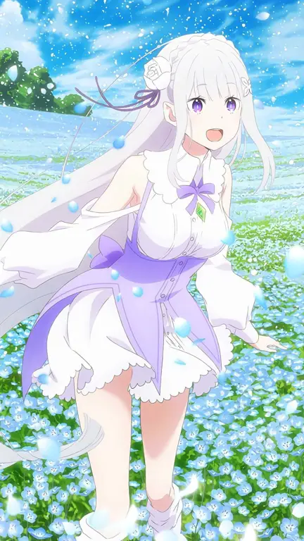 Gambar Emilia, salah satu karakter utama dalam Re:Zero Emilia, sang elf cantik