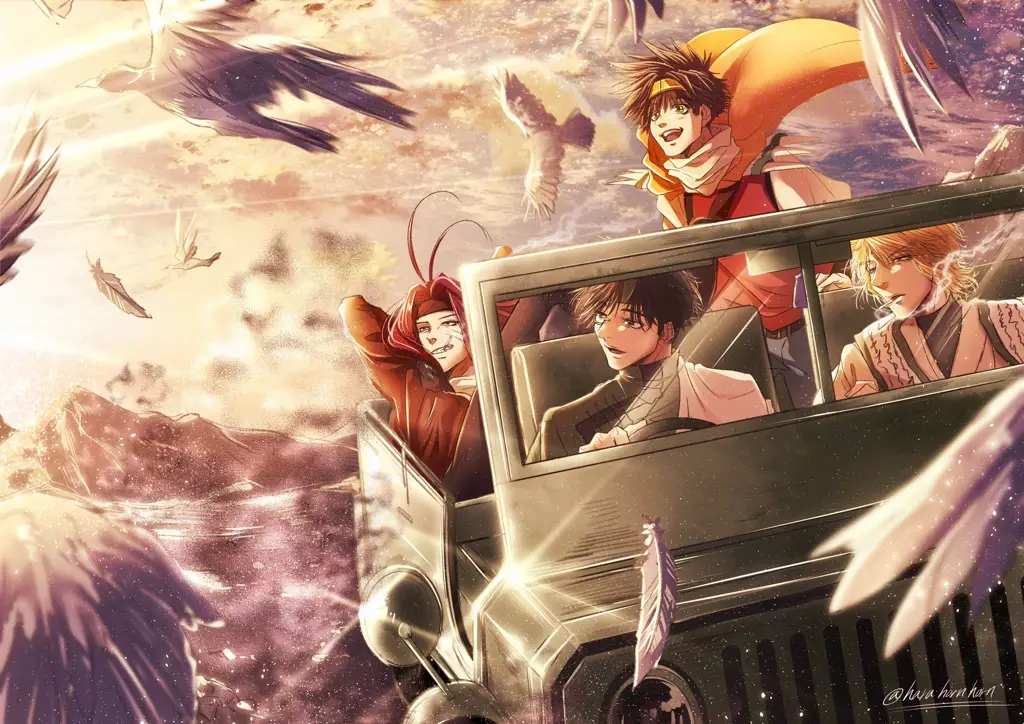 Suasana dunia Saiyuki yang penuh misteri Pemandangan indah dalam anime Saiyuki Reload Blast