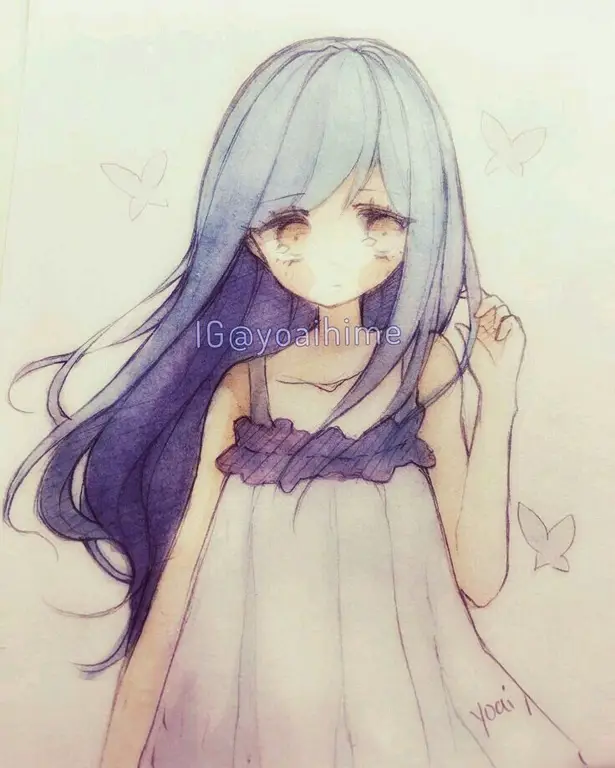 Ilustrasi gadis anime yang menggemaskan Gambar gadis anime yang lucu dan imut
