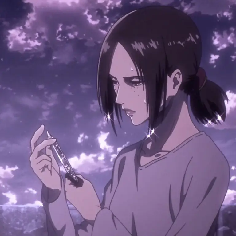 Menonton Anime di Smartphone Seseorang menonton anime di smartphone
