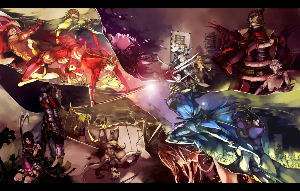 Para Pahlawan dan Musuh di Dunia Sengoku Basara Gambar para karakter utama Sengoku Basara berkumpul
