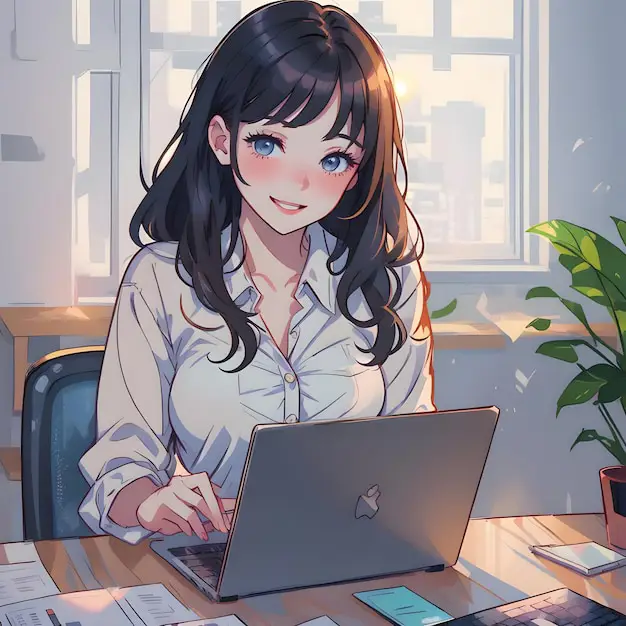 Menikmati anime Seitokaichou ni Chuukoku di laptop Gambar gadis anime lucu sedang menonton anime di laptop