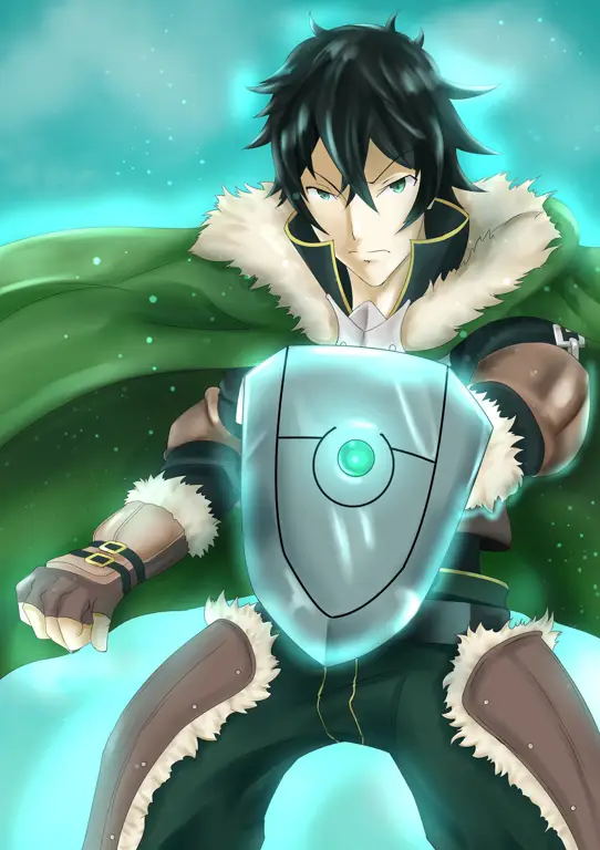 Karakter utama Shield Hero Naofumi Iwatani, sang Pahlawan Perisai