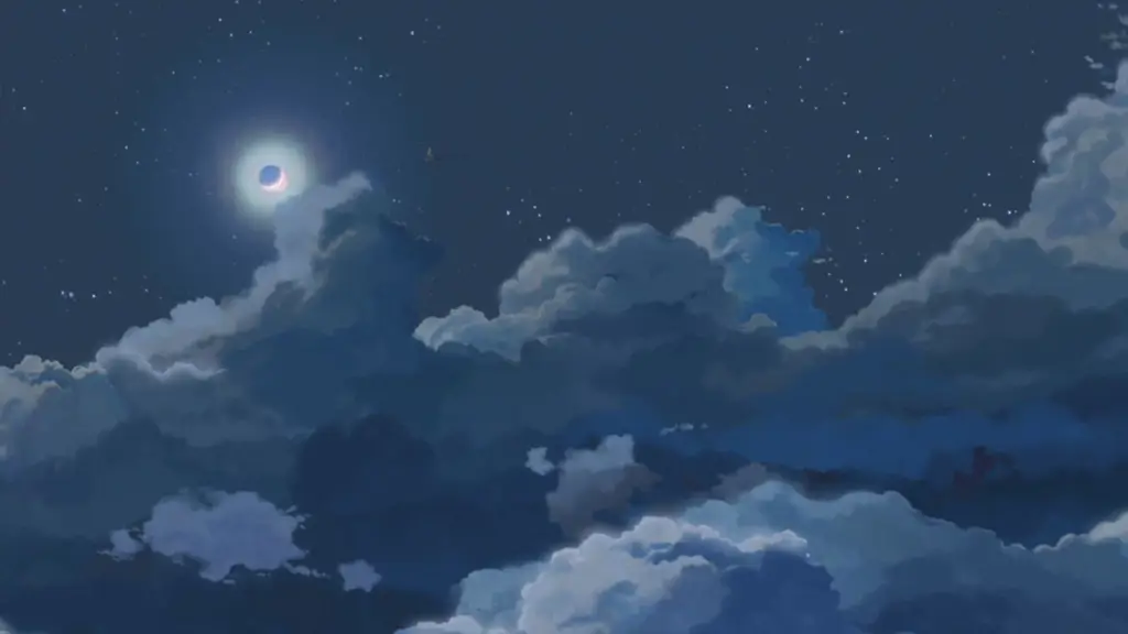 Suasana nyaman saat nonton anime Pemandangan malam yang indah dalam anime