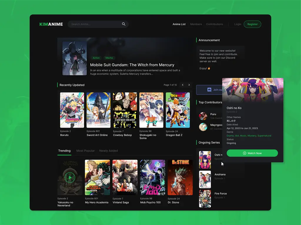 Contoh tampilan situs streaming anime yang baik Antarmuka situs streaming anime yang aman dan terpercaya