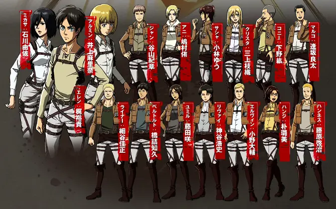 Karakter-karakter utama dalam anime Attack on Titan Gambar karakter-karakter Shingeki no Kyojin