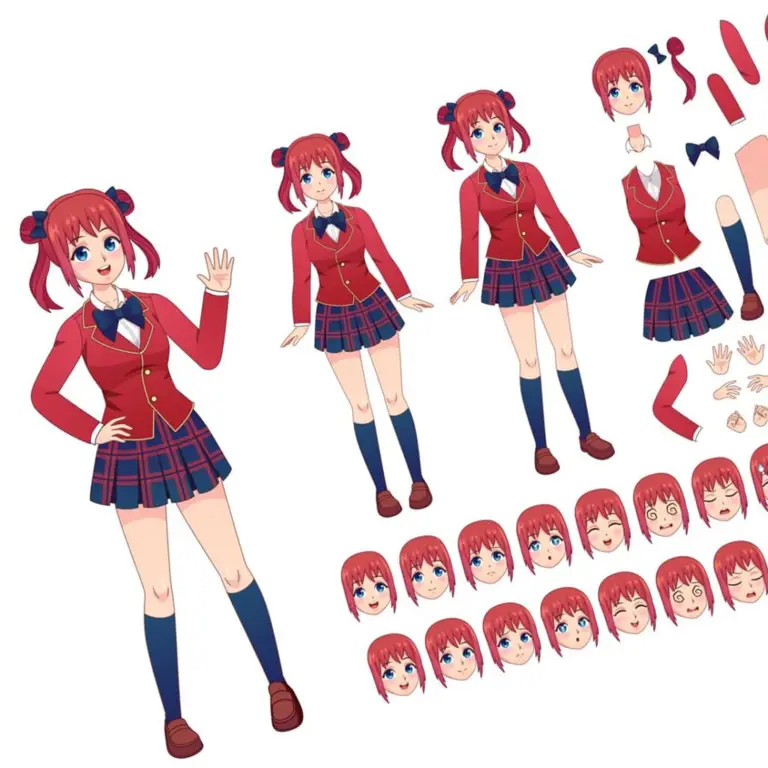 Gadis Sekolah Anime Bergaya Jepang Gadis sekolah anime bergaya Jepang