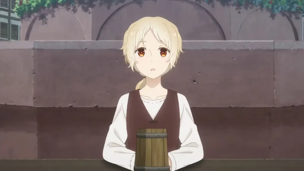 Detail pasar abad pertengahan yang memukau Suasana pasar abad pertengahan di Spice and Wolf