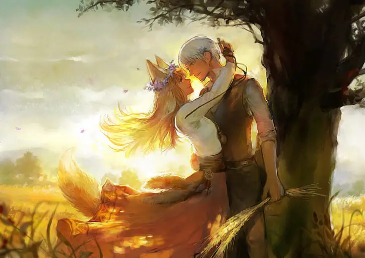 Karakter utama Spice and Wolf: Lawrence dan Holo Karakter Lawrence dan Holo dari anime Spice and Wolf
