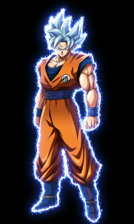 Goku dan Ultra Instinct dalam SDH Gambar Goku dengan transformasi Ultra Instinct di Super Dragon Ball Heroes