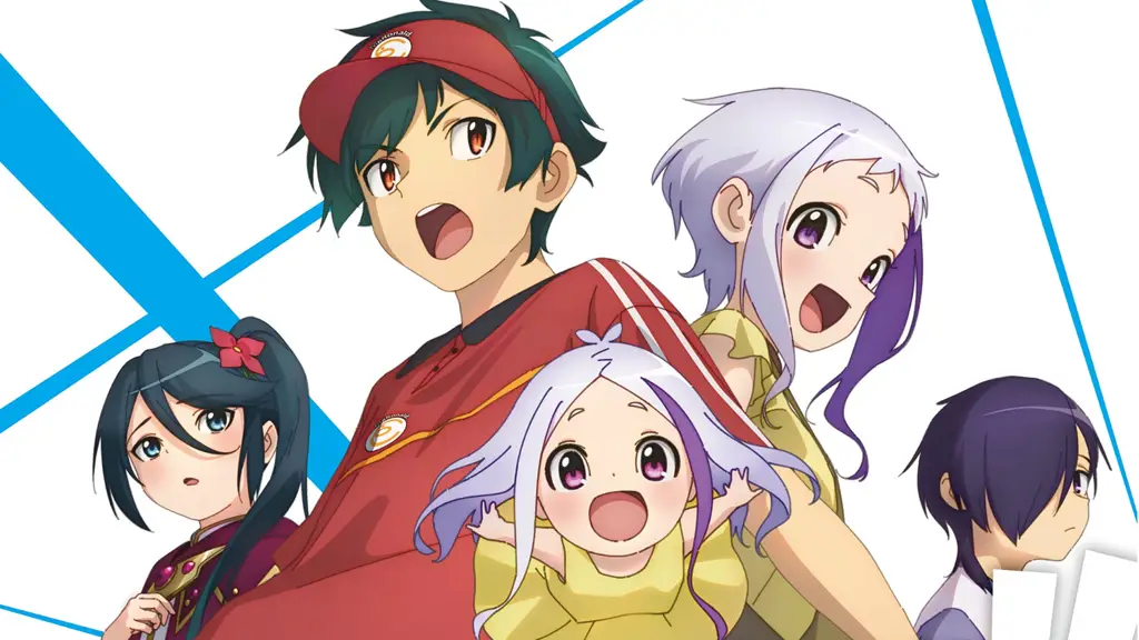 Maou Sadao Bekerja di Restoran Adegan anime The Devil is a Part-Timer! yang menampilkan Maou Sadao bekerja di MgRonald's