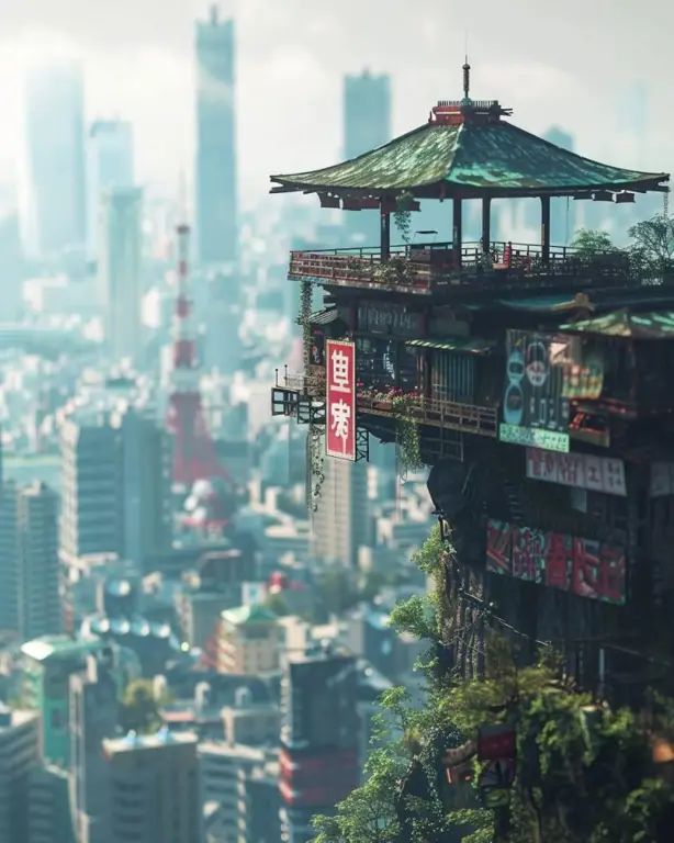 Suasana Kota Tokyo dalam Tenki no Ko Adegan kota Tokyo yang hujan dalam anime Tenki no Ko