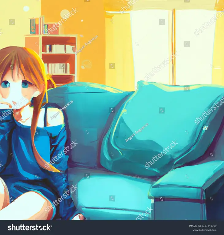 Menikmati Anime dengan Nyaman Gambar seseorang yang sedang nyaman menonton anime di sofa