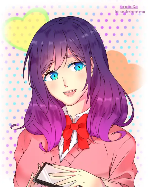 Karakter utama Kae Serinuma Gambar karakter utama Kae Serinuma dari anime Watashi ga Motete Dousunda.