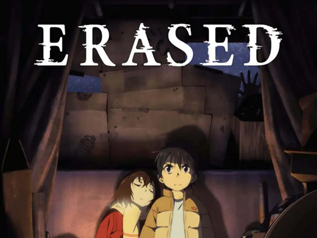 Poster promosi anime Erased Poster resmi anime Erased