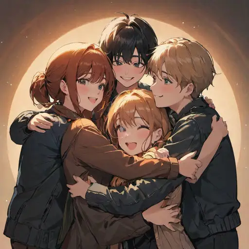 Komunitas Pecinta Anime Gambar sekelompok penggemar anime yang bahagia menonton anime bersama