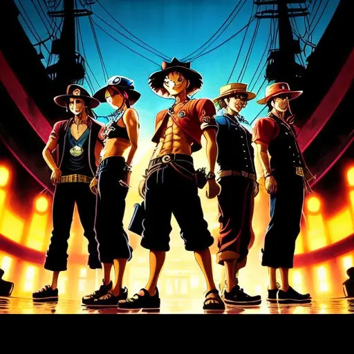 Petualangan seru Luffy dan kru Topi Jerami Gambar Luffy dan kru Topi Jerami sedang berpetualang