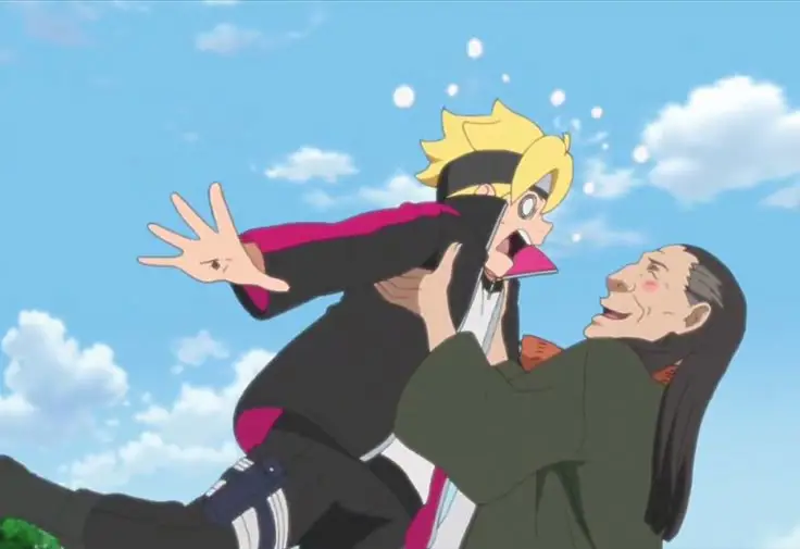 Momen Ayah dan Anak Boruto dan Naruto sedang menonton bersama.